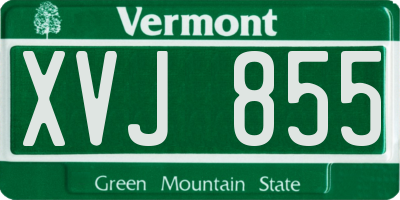 VT license plate XVJ855