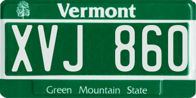VT license plate XVJ860