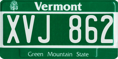 VT license plate XVJ862
