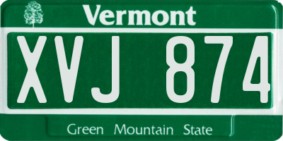 VT license plate XVJ874