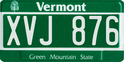 VT license plate XVJ876