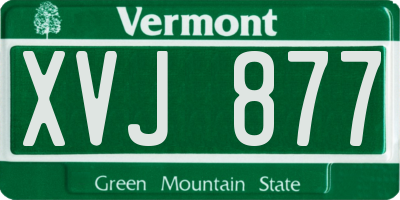 VT license plate XVJ877