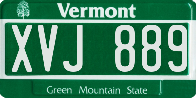 VT license plate XVJ889