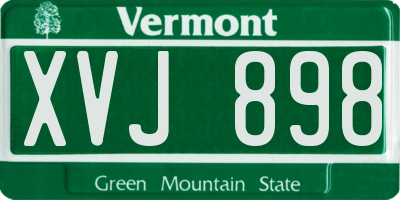 VT license plate XVJ898