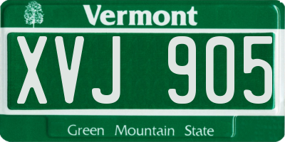 VT license plate XVJ905