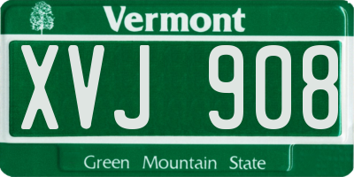 VT license plate XVJ908