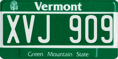 VT license plate XVJ909