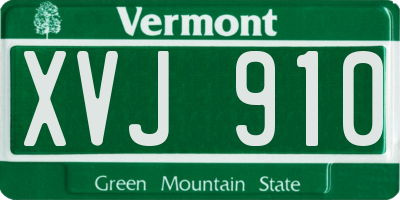 VT license plate XVJ910