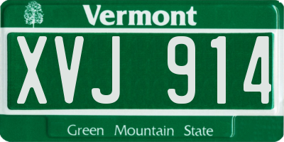 VT license plate XVJ914