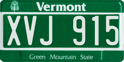 VT license plate XVJ915