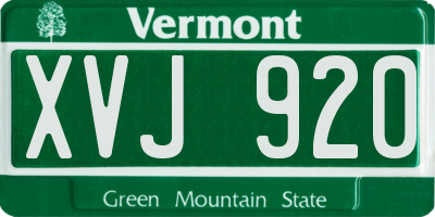 VT license plate XVJ920