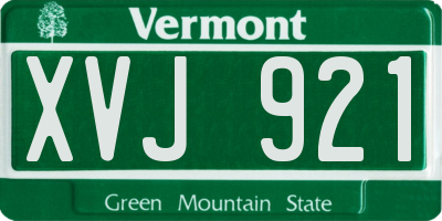 VT license plate XVJ921