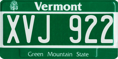 VT license plate XVJ922