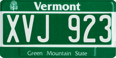 VT license plate XVJ923