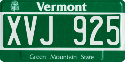 VT license plate XVJ925