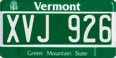 VT license plate XVJ926