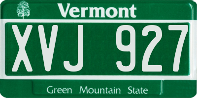 VT license plate XVJ927