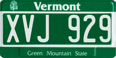 VT license plate XVJ929