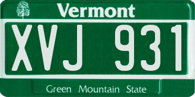 VT license plate XVJ931