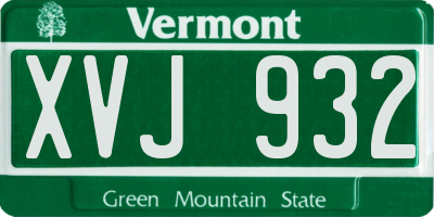 VT license plate XVJ932