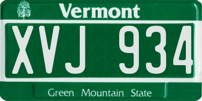 VT license plate XVJ934