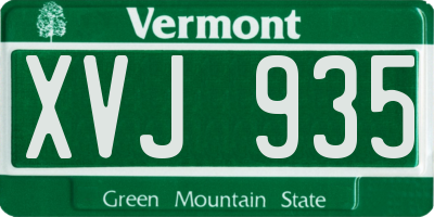VT license plate XVJ935