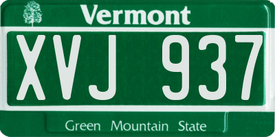 VT license plate XVJ937