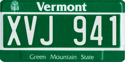 VT license plate XVJ941