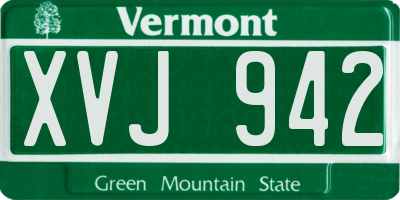 VT license plate XVJ942