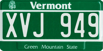 VT license plate XVJ949