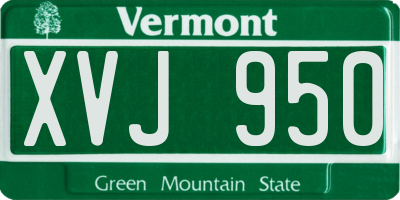 VT license plate XVJ950