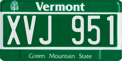 VT license plate XVJ951