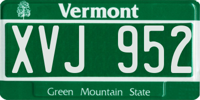 VT license plate XVJ952
