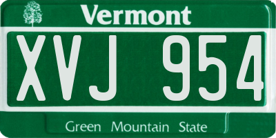 VT license plate XVJ954