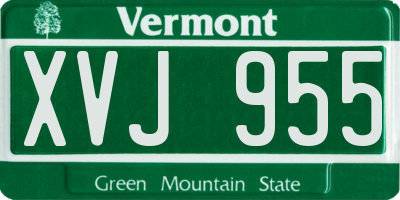 VT license plate XVJ955