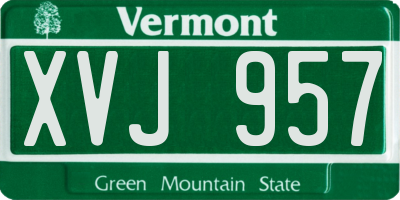 VT license plate XVJ957