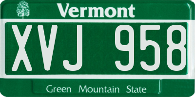 VT license plate XVJ958