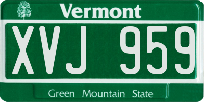 VT license plate XVJ959