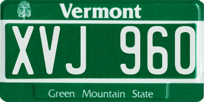 VT license plate XVJ960