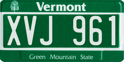 VT license plate XVJ961