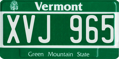 VT license plate XVJ965