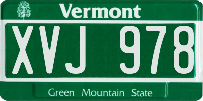 VT license plate XVJ978