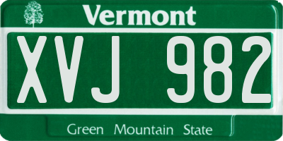 VT license plate XVJ982