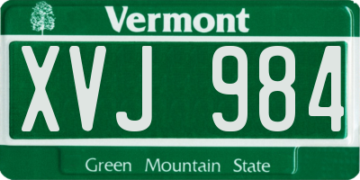 VT license plate XVJ984