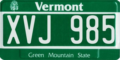 VT license plate XVJ985