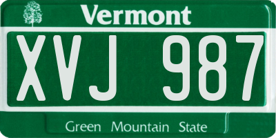VT license plate XVJ987