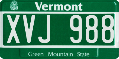 VT license plate XVJ988