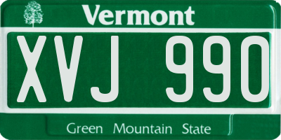 VT license plate XVJ990