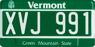 VT license plate XVJ991