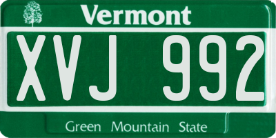 VT license plate XVJ992
